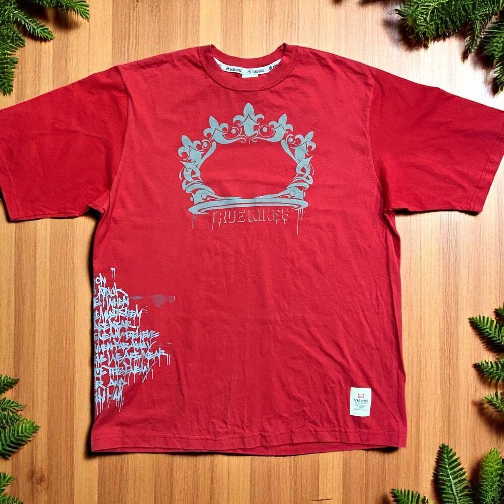 Ecko Unltd. Vintage Y2K Streetwear True Kings Red Gray Graphic Tee Mens 2XL